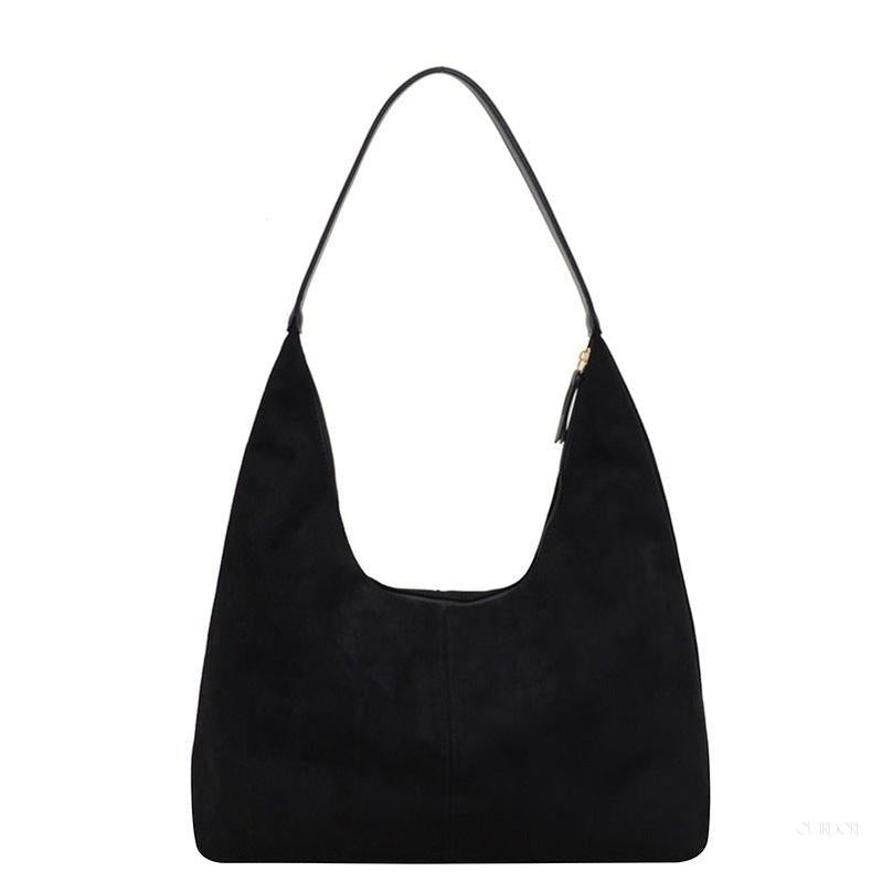 Black Minimalist Hobo Shoulder Bag