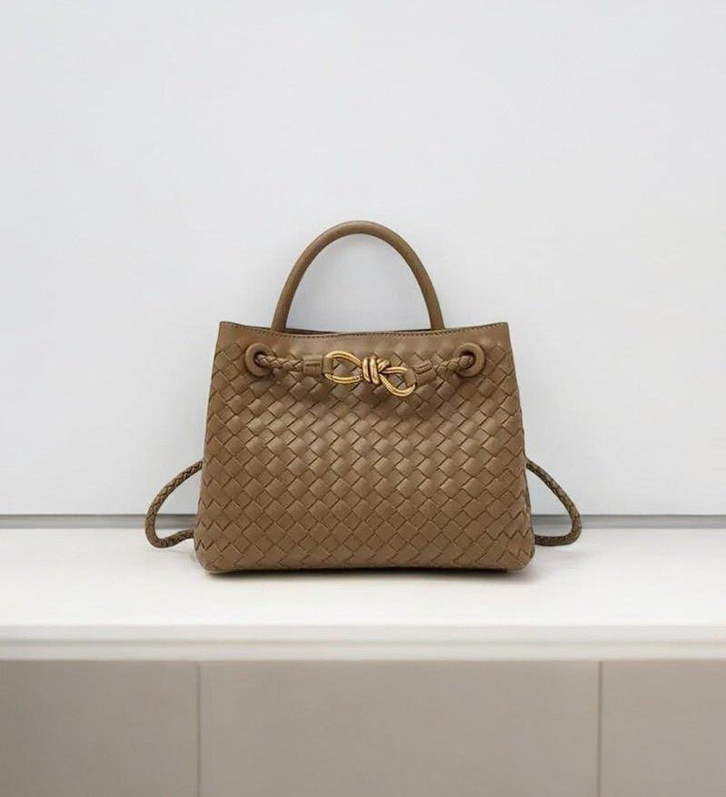 Black Woven Midi Leather Tote Bag – Effortless Elegance & Timeless Appeal