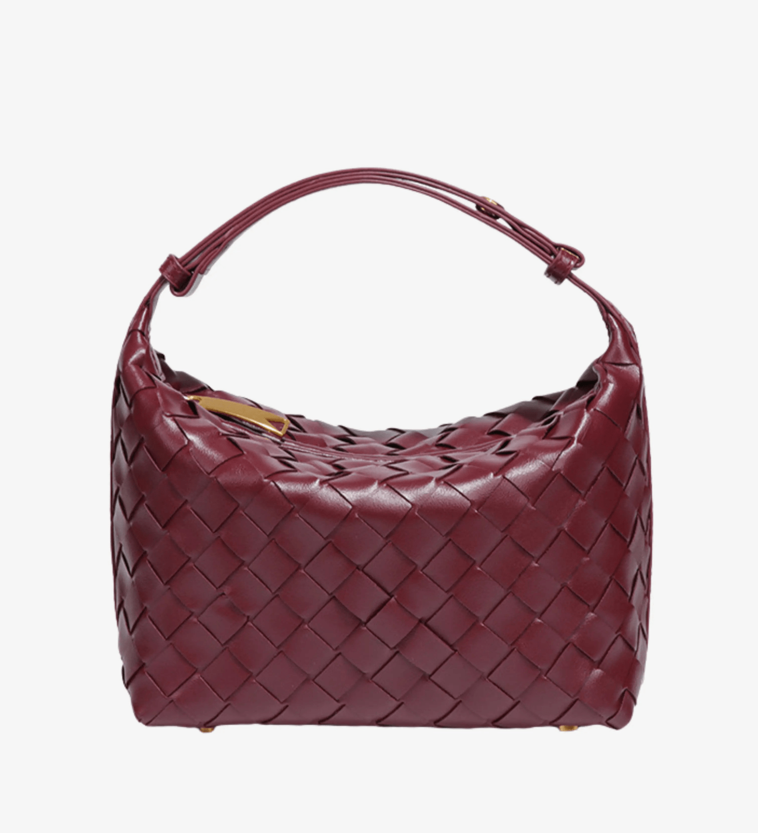 Burgundy Woven Leather Shoulder Bag – Soft Hobo Handbag
