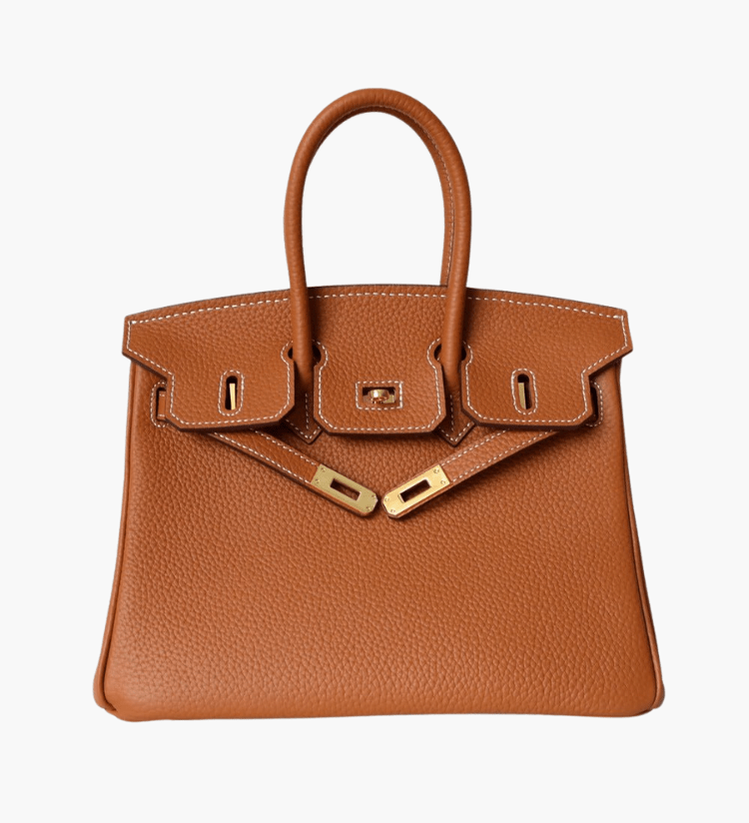 Classic Structured Leather Handbag – Elegant Brown Top Handle Tote