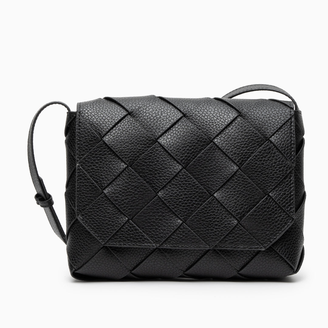 Sac Crossbody Monte Carlo en Cuir Tissé – Sac à Rabat Structuré Moderne pour Femme