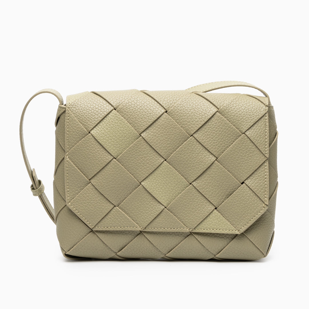 Sac Crossbody Monte Carlo en Cuir Tissé – Sac à Rabat Structuré Moderne pour Femme