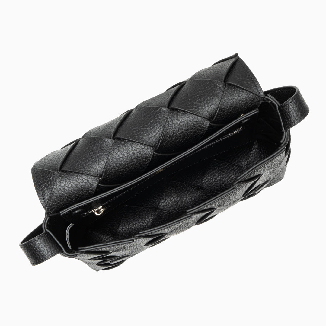 Sac Crossbody Monte Carlo en Cuir Tissé – Sac à Rabat Structuré Moderne pour Femme