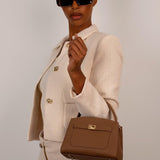 Elegant Structured Top Handle Handbag with Shoulder Strap