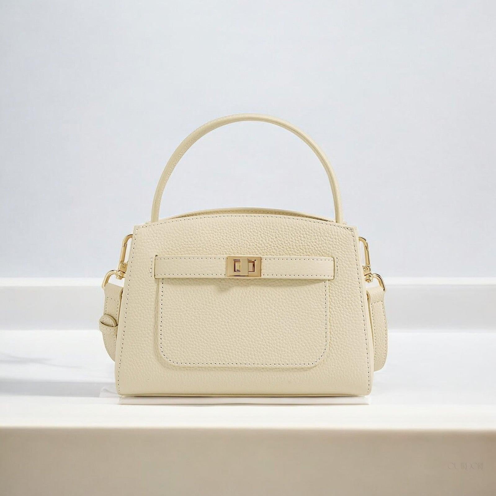 Elegant Structured Top Handle Handbag with Shoulder Strap