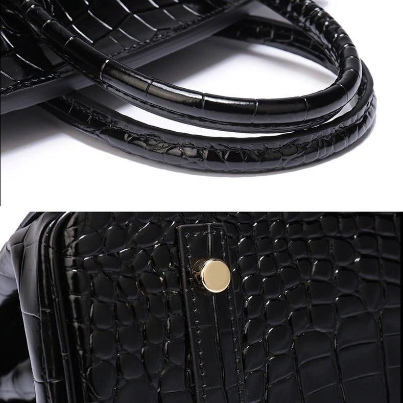Isla | Luxury Emerald Black Crocodile Embossed Tote Bag – Signature Handbag