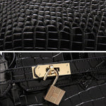 Isla | Luxury Emerald Black Crocodile Embossed Tote Bag – Signature Handbag