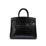 Isla | Luxury Emerald Black Crocodile Embossed Tote Bag – Signature Handbag
