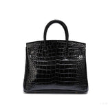 Isla | Luxury Emerald Black Crocodile Embossed Tote Bag – Signature Handbag