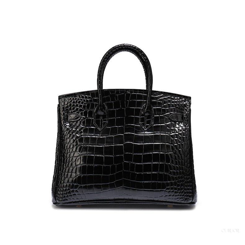 Isla | Luxury Emerald Black Crocodile Embossed Tote Bag – Signature Handbag