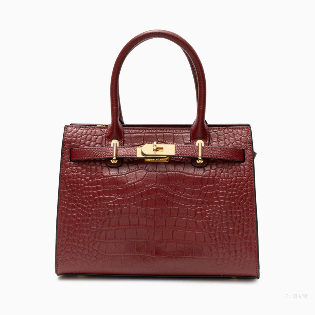 Luxury Black Croc-Embossed Leather Handbag – Elegant Designer Tote for Women