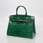 Luxury Emerald Green Crocodile Embossed Tote Bag – Signature Handbag