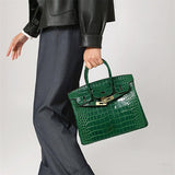 Luxury Emerald Green Crocodile Embossed Tote Bag – Signature Handbag