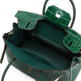 Luxury Emerald Green Crocodile Embossed Tote Bag – Signature Handbag