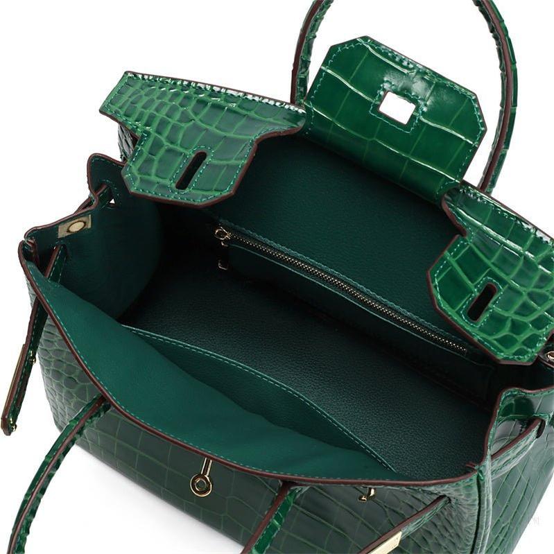 Luxury Emerald Green Crocodile Embossed Tote Bag – Signature Handbag