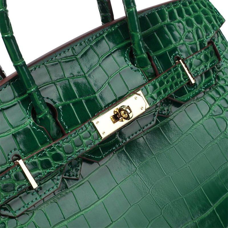 Luxury Emerald Green Crocodile Embossed Tote Bag – Signature Handbag