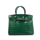 Luxury Emerald Green Crocodile Embossed Tote Bag – Signature Handbag