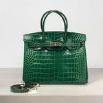 Luxury Emerald Green Crocodile Embossed Tote Bag – Signature Handbag