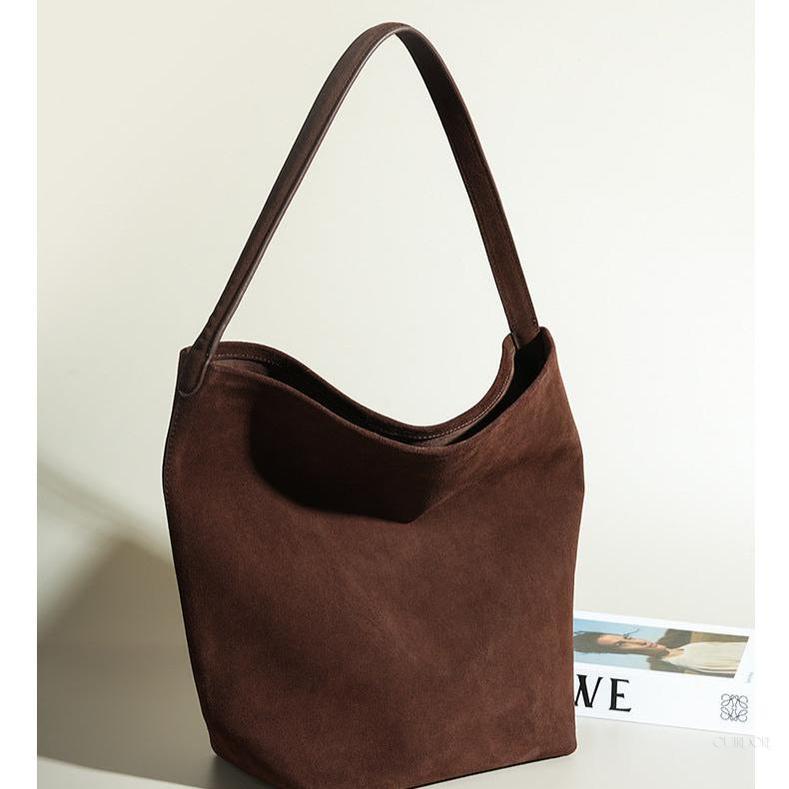 Minimalist Suede Shoulder Bag — Soft texture, timeless simplicity