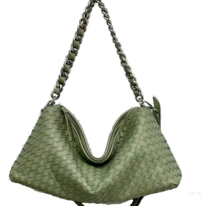 Sage Green Woven Leather Hobo Bag – Chic, Soft & Effortlessly Stylish