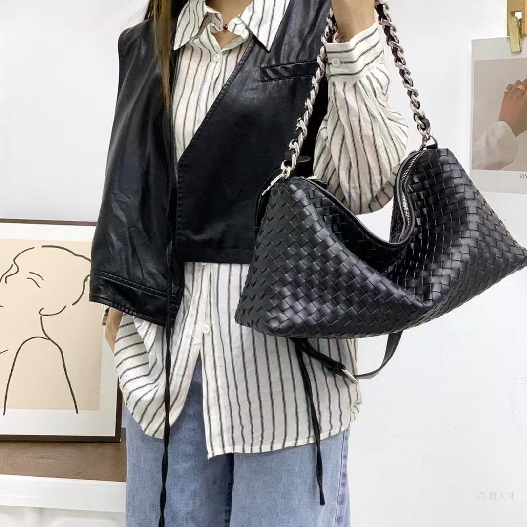 Sage Green Woven Leather Hobo Bag – Chic, Soft & Effortlessly Stylish