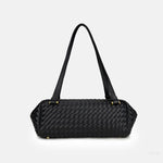 Woven Leather Baguette Shoulder Bag – Sleek Minimalist Everyday Handbag