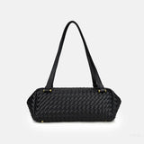 Woven Leather Baguette Shoulder Bag – Sleek Minimalist Everyday Handbag