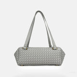 Woven Leather Baguette Shoulder Bag – Sleek Minimalist Everyday Handbag