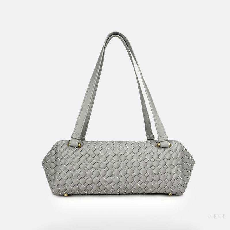 Woven Leather Baguette Shoulder Bag – Sleek Minimalist Everyday Handbag