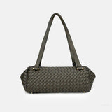 Woven Leather Baguette Shoulder Bag – Sleek Minimalist Everyday Handbag