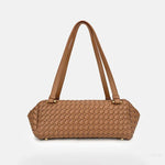 Woven Leather Baguette Shoulder Bag – Sleek Minimalist Everyday Handbag