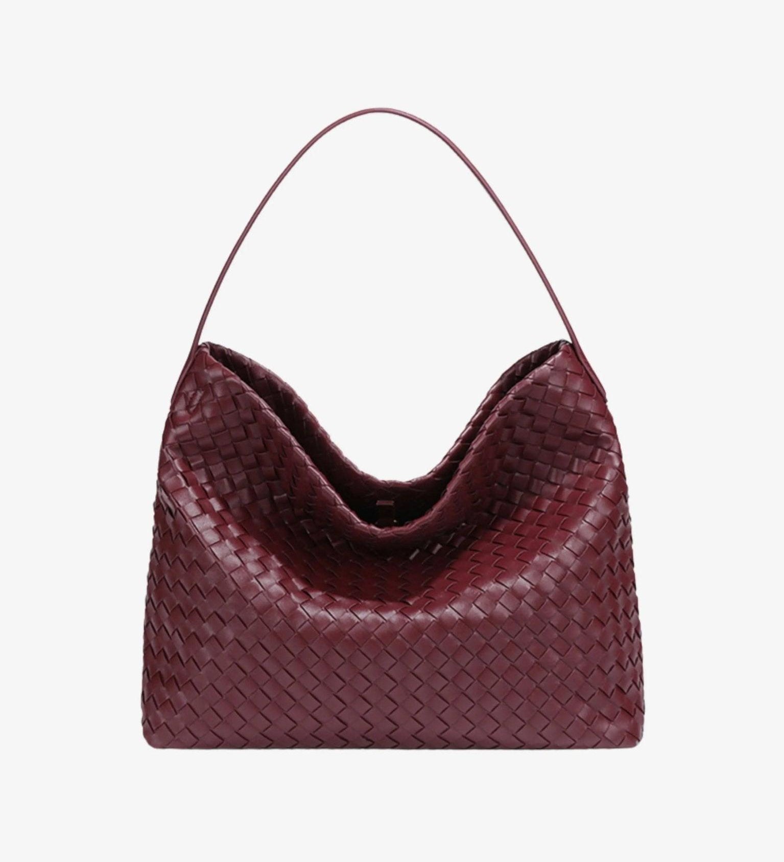 Woven Slouchy Shoulder Bag – Soft Leather Hobo Handbag