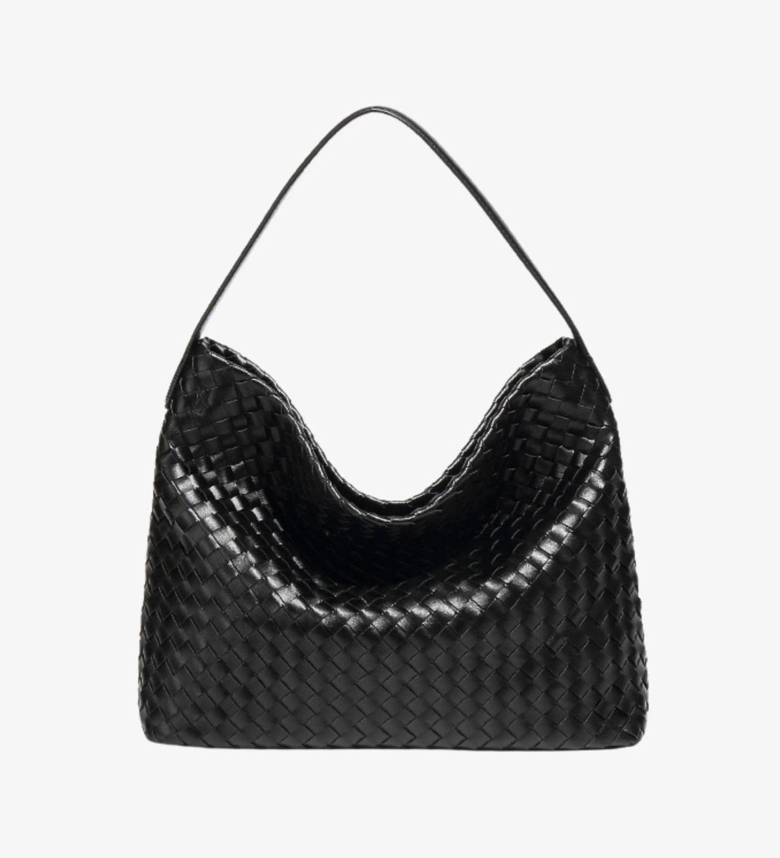 Woven Slouchy Shoulder Bag – Soft Leather Hobo Handbag