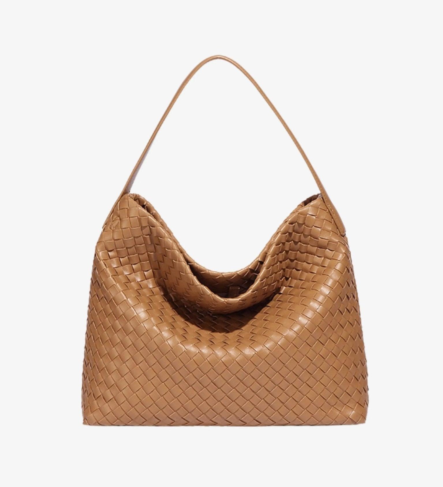 Woven Slouchy Shoulder Bag – Soft Leather Hobo Handbag