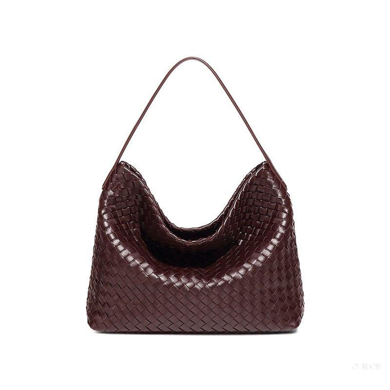 Woven Slouchy Shoulder Bag – Soft Leather Hobo Handbag