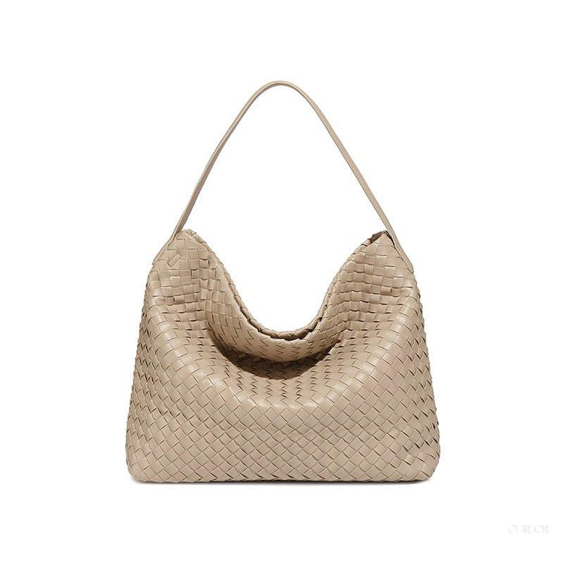 Woven Slouchy Shoulder Bag – Soft Leather Hobo Handbag