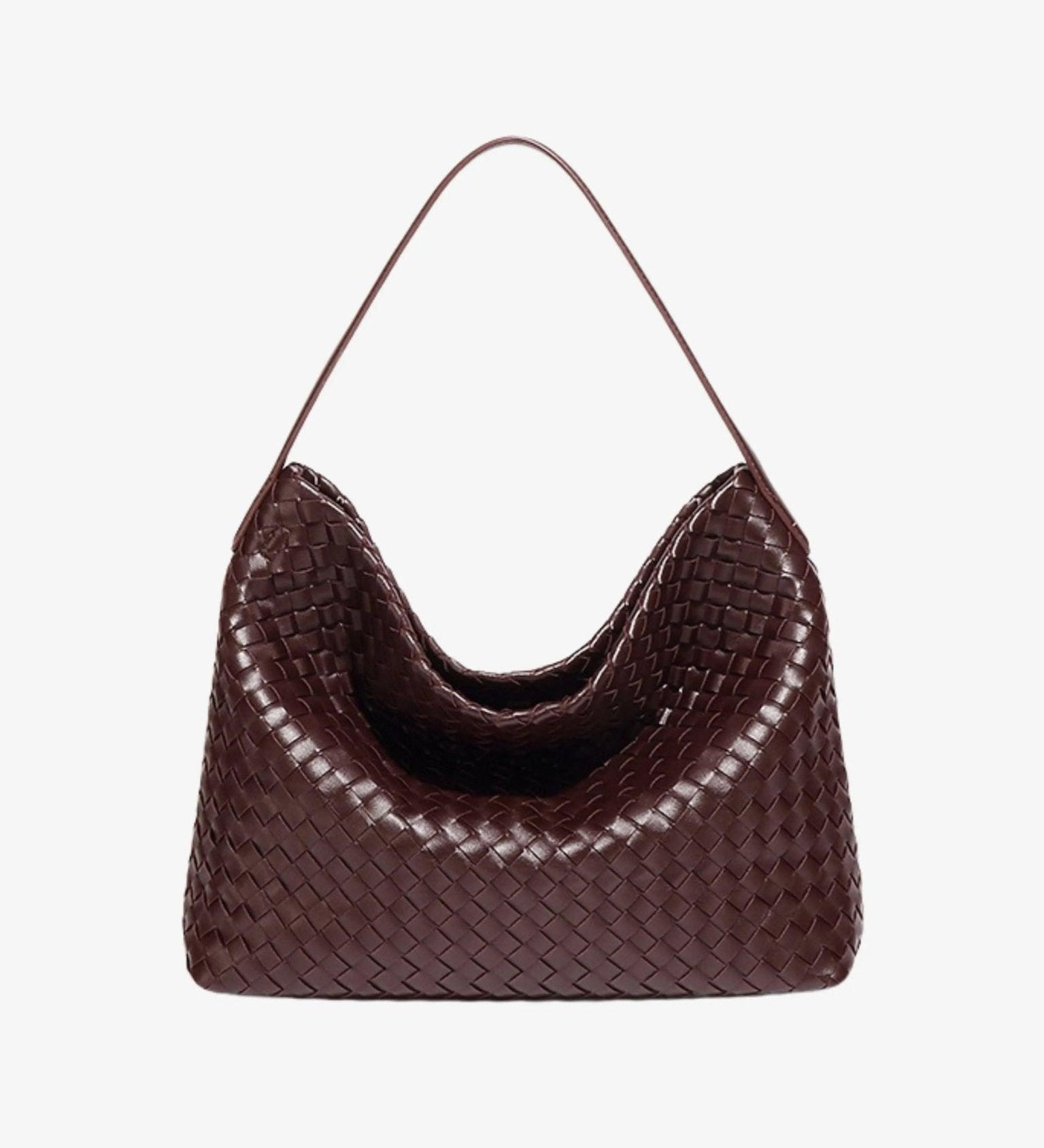 Woven Slouchy Shoulder Bag – Soft Leather Hobo Handbag