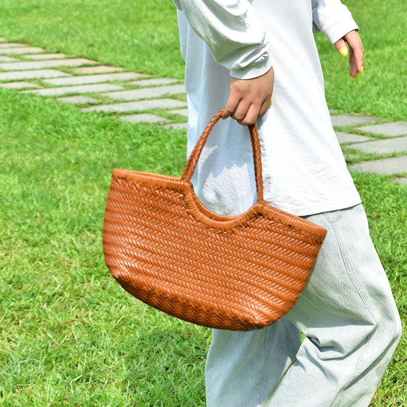 Sac cabas en cuir tressé premium Lena – Rustique et élégant