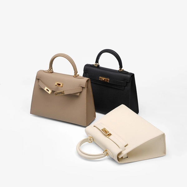 Sac Satchel Cindy en Cuir avec Poignée Supérieure – Sac à Main Classique avec Rabat et Bandoulière pour Femme